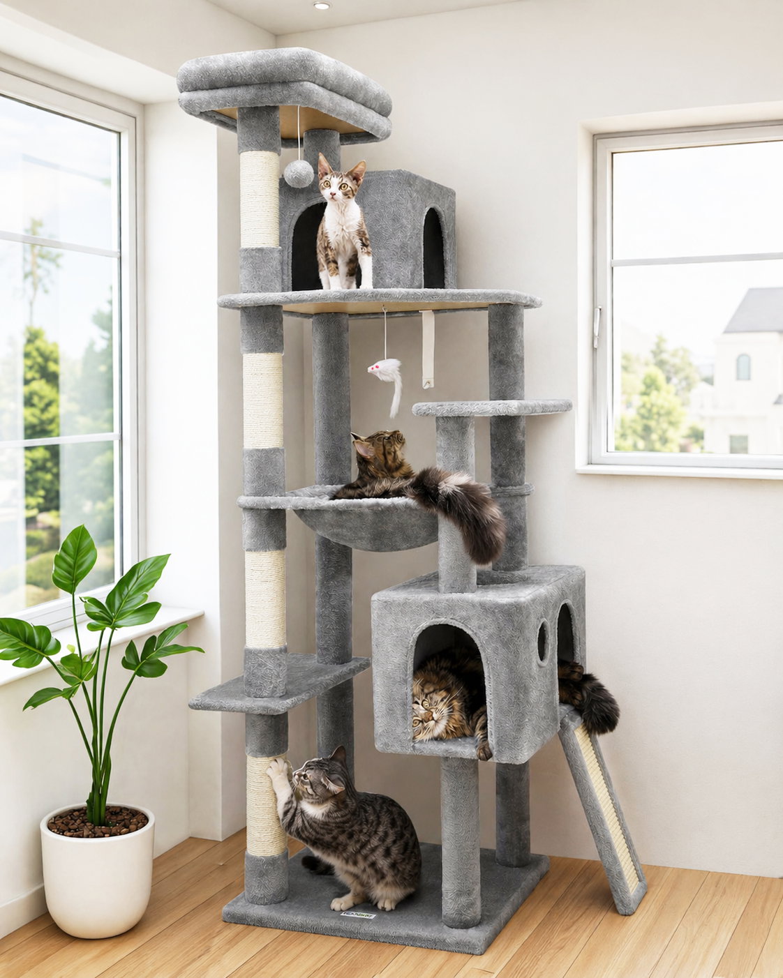 F70 Pro Heavy Duty Cat Tree(Light Gray,70-inch)