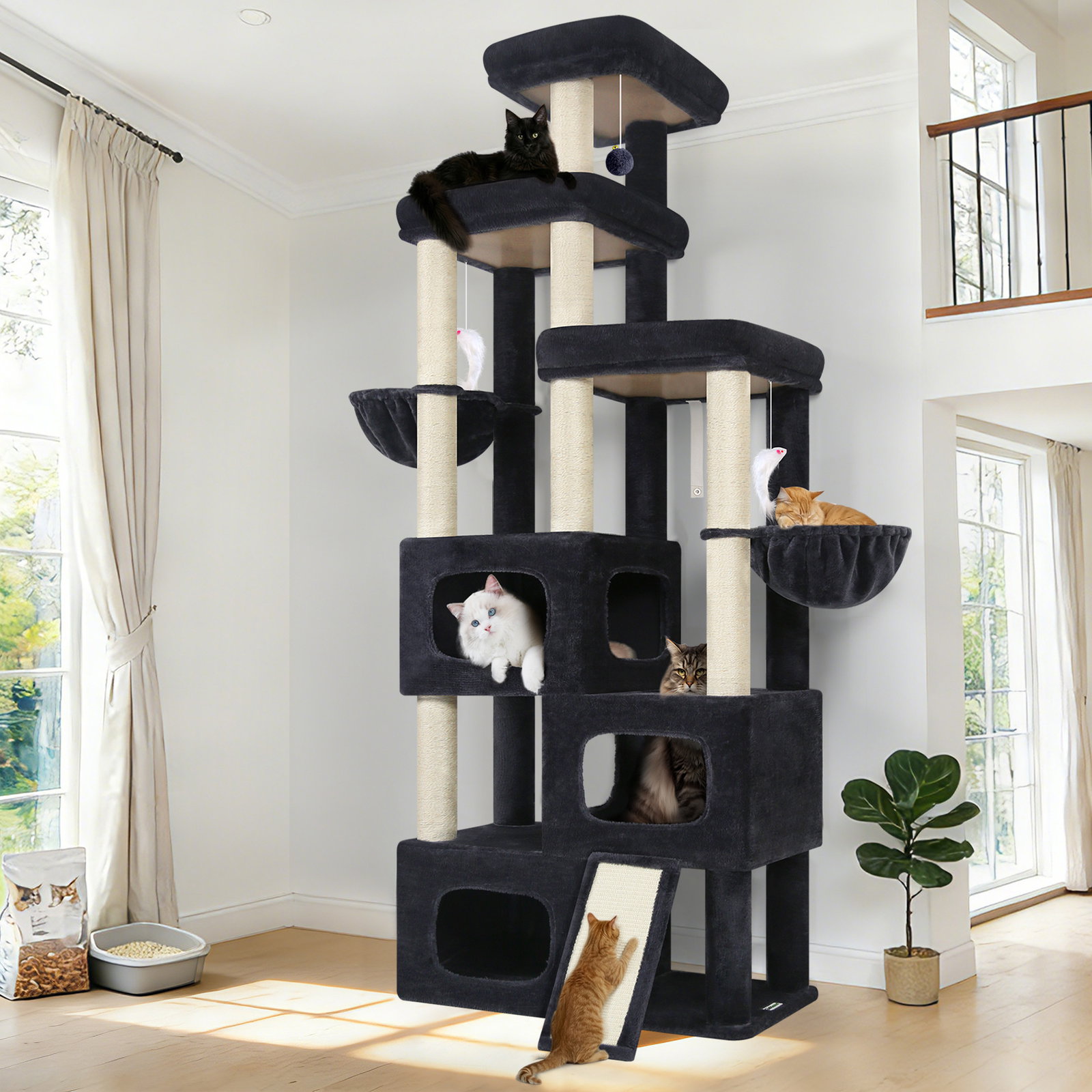 S85 Tall Cat Tower(Dark Grey,85-inch)