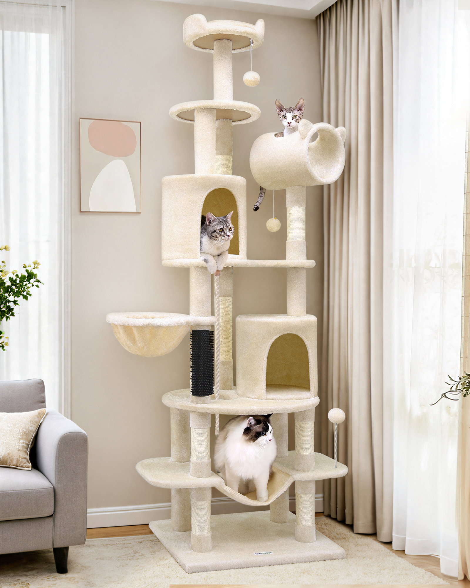 C81 Tall Cat Tower(Beige,81-inch)