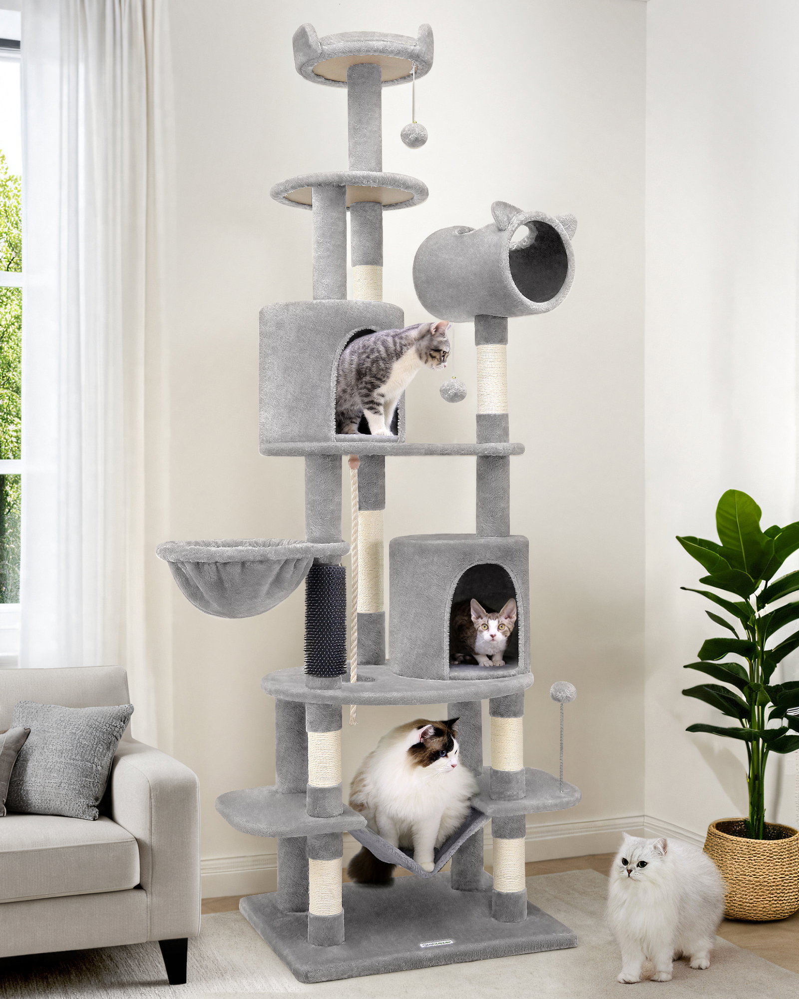 C81 Tall Cat Tower(Light Grey,81-inch)