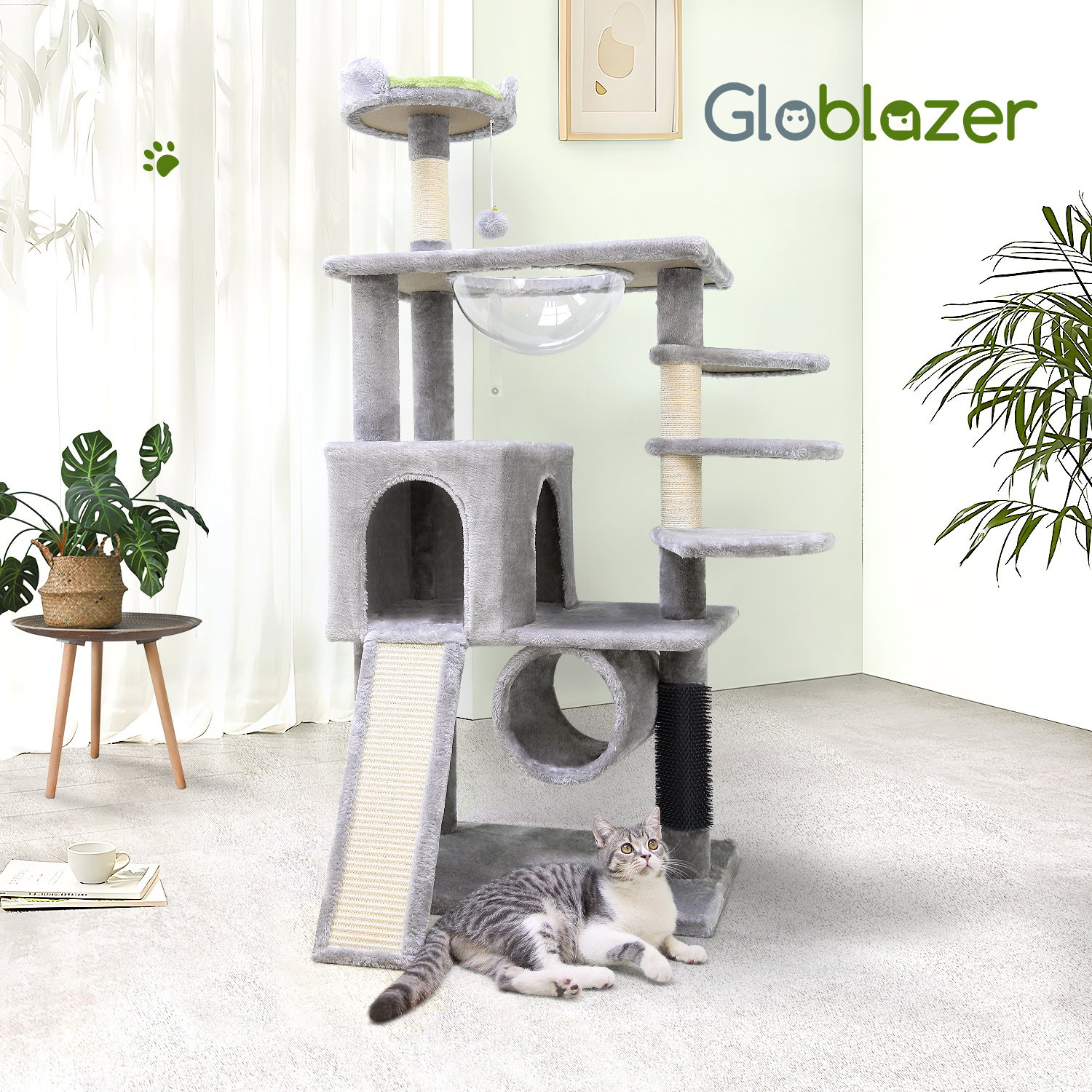 F57 Cat Tree(Light Gray,57-inch)
