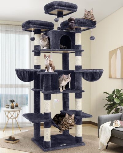F80 Big Cat Tree(Dark Gray,80-inch)