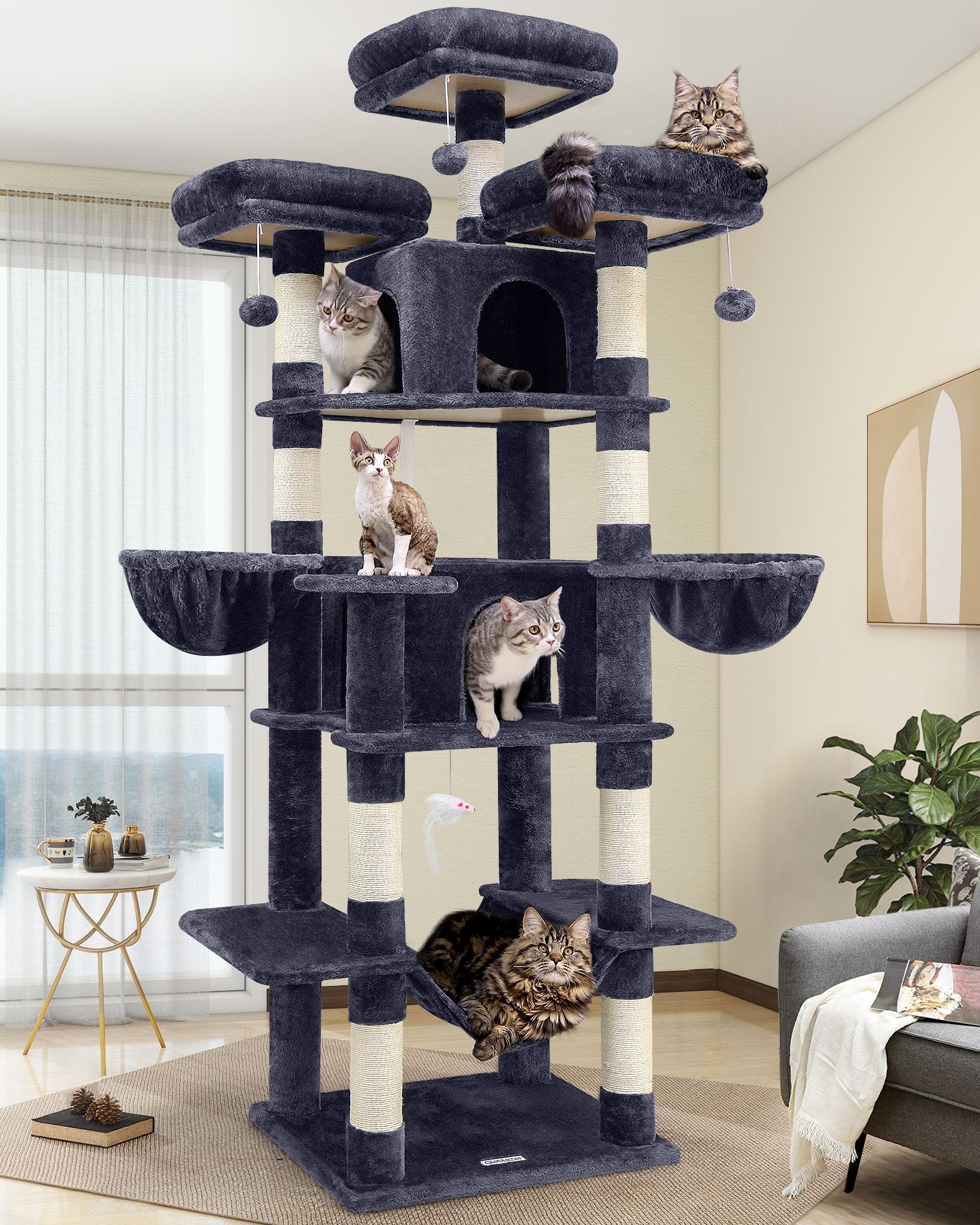 F80 Big Cat Tree(Dark Gray,80-inch)