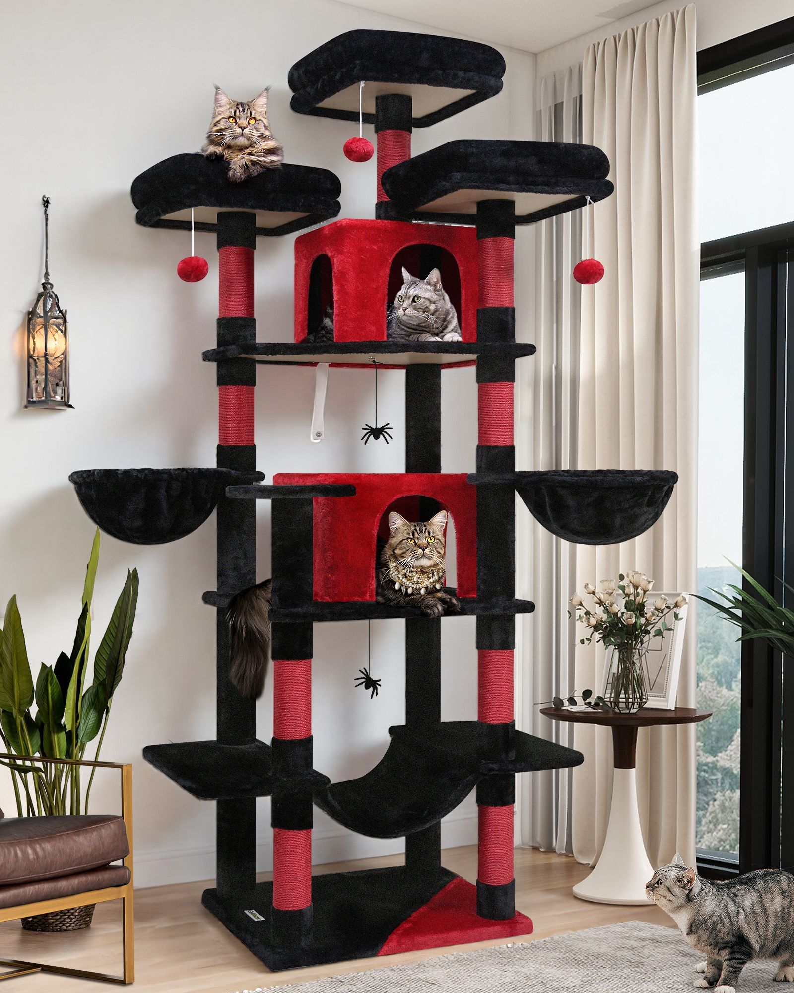 F80 Gothic Cat Tree(Black Red,80inch)