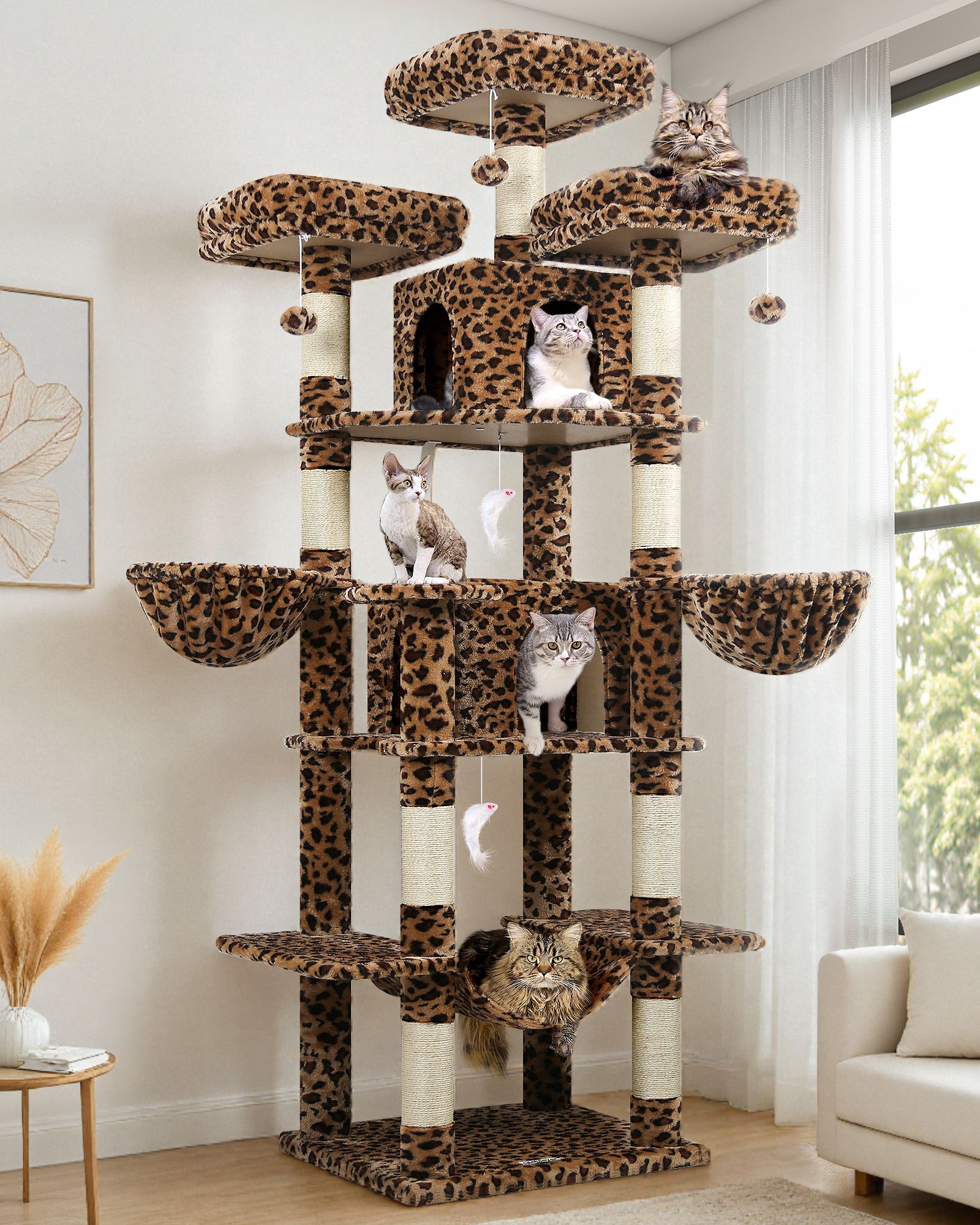 F80 Big Cat Tree(Leopard Print,80-inch)