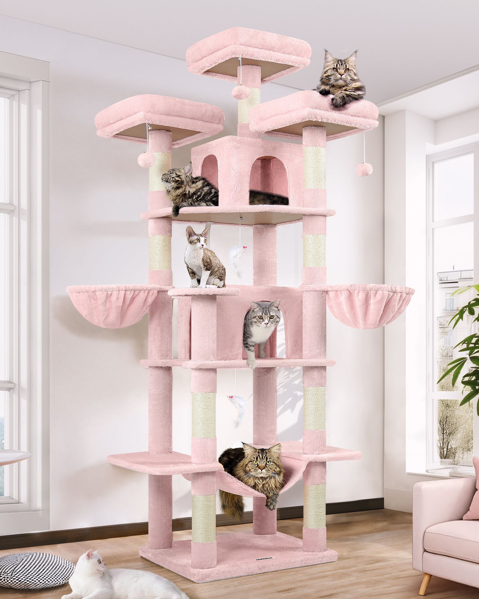 F80 Big Cat Tree(Pink,80-inch)