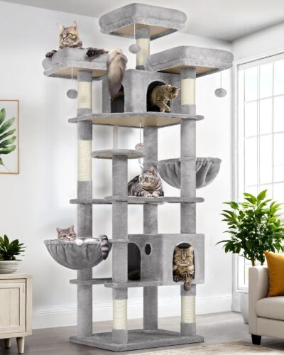 F82 Tall Cat Tower(Light Grey,82-inch)