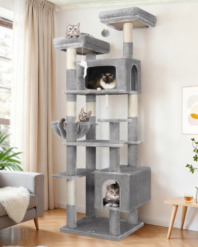 F77B Big Cat Tree(Light Grey,77-inch)
