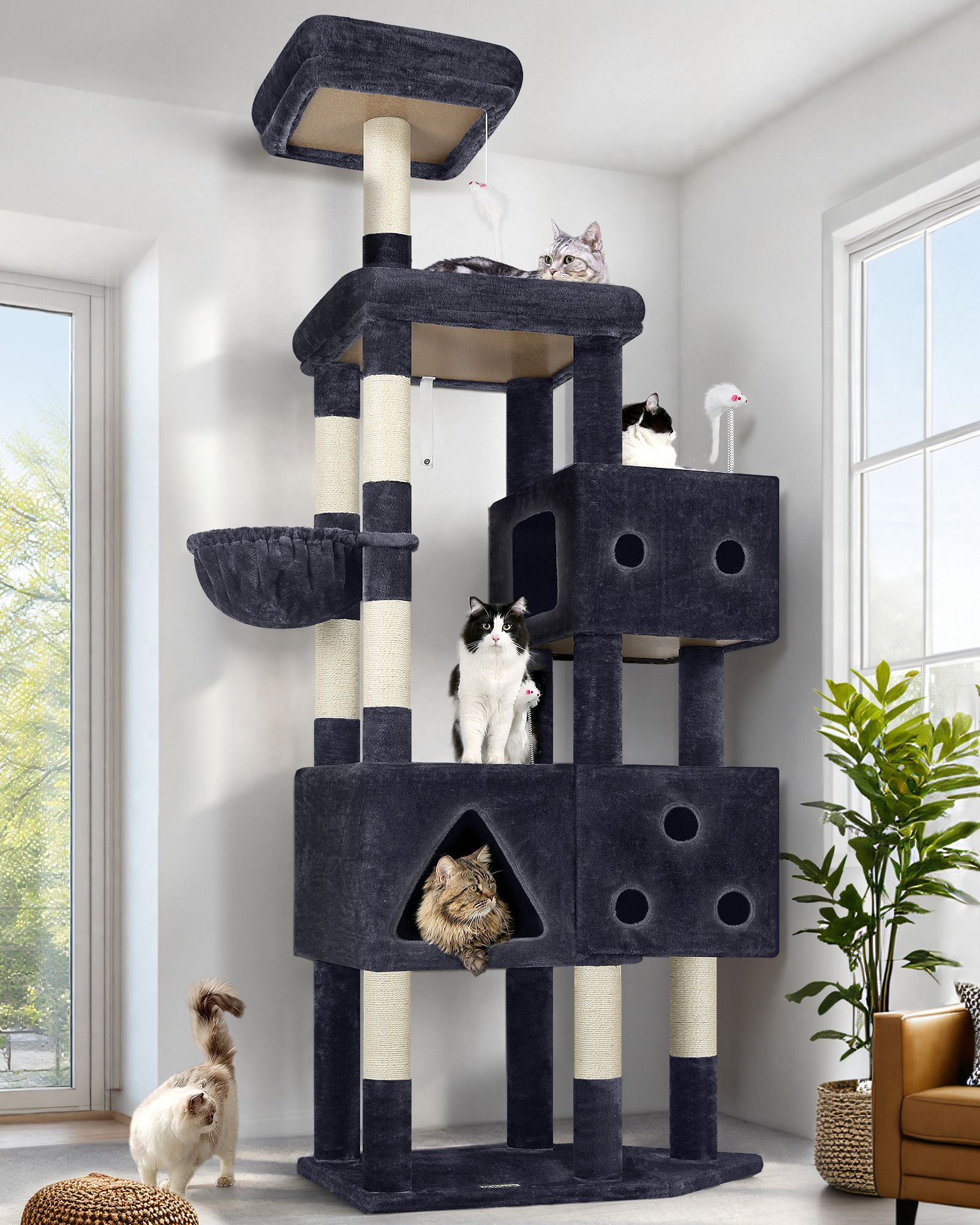 F81 Large Cat Tower(Dark Grey,80-inch)