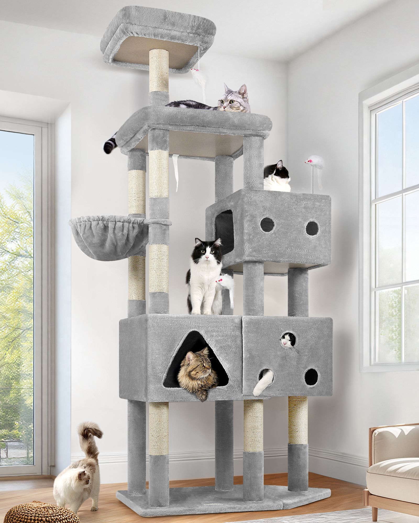 F81 Cat Tree For Large Cat(Light Grey,81-inch)