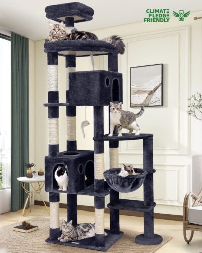 F83 Tall Cat Tree(Dark Gray,83-inch)