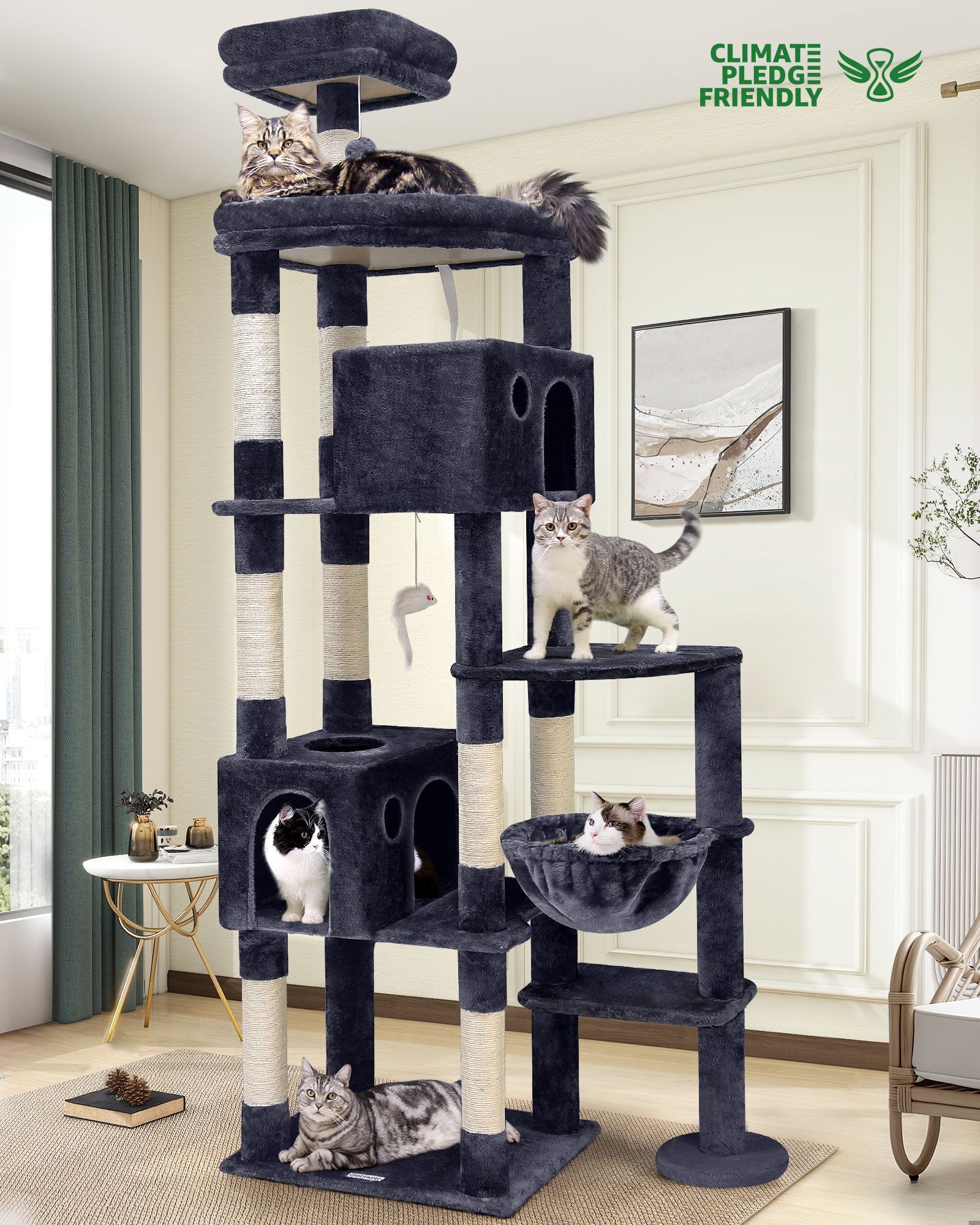 F83 Tall Cat Tree(Dark Gray,83-inch)