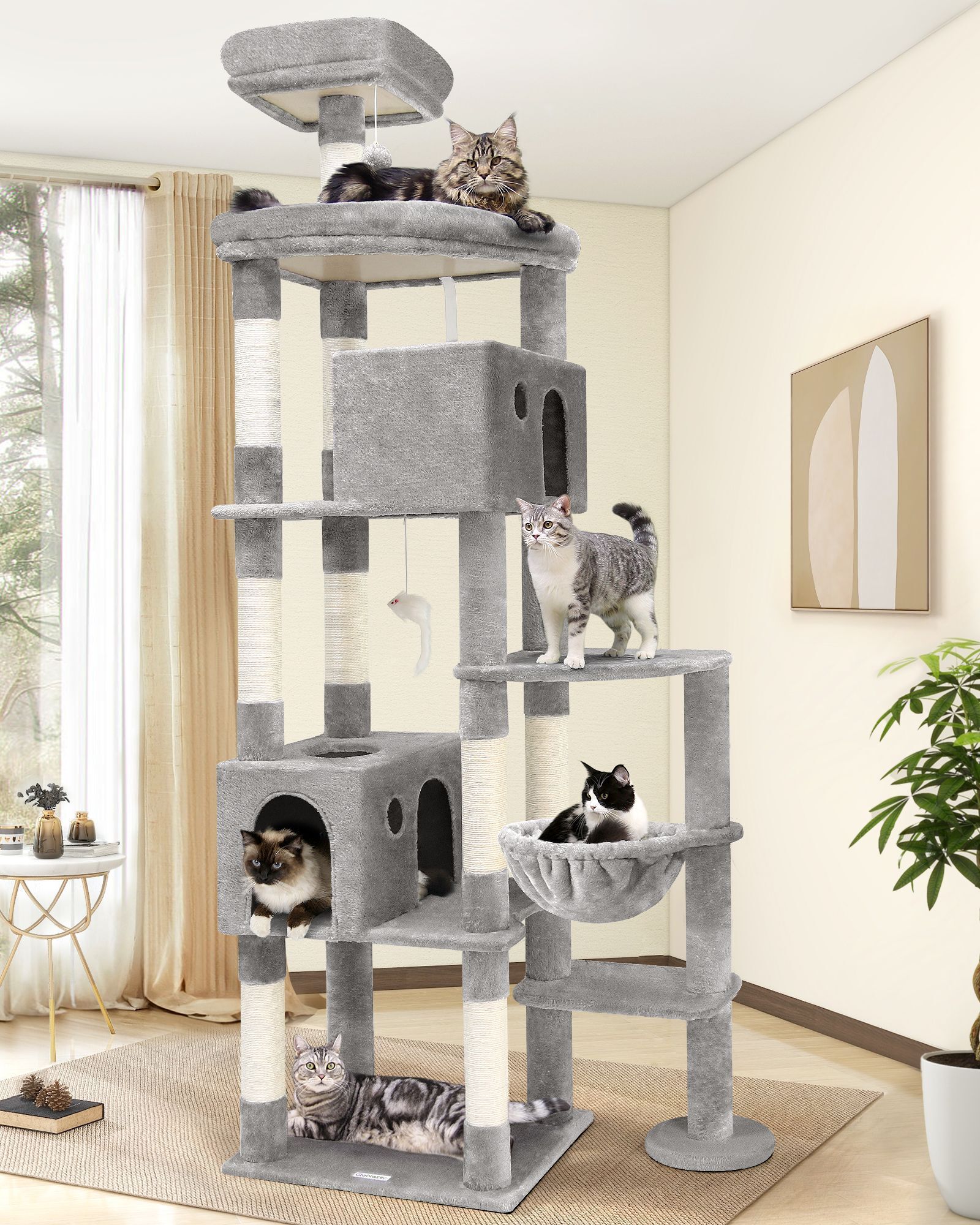 F83 Tall Cat Tree(Light Gray,83-inch)