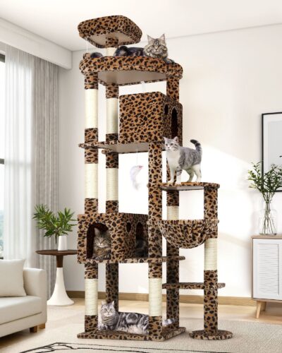 F83 Cat Tree For Large Cats(Leopard Print,83-inch)