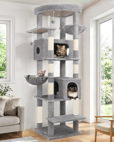 S74 Tall Cat Tree(Light Grey,74-inch)