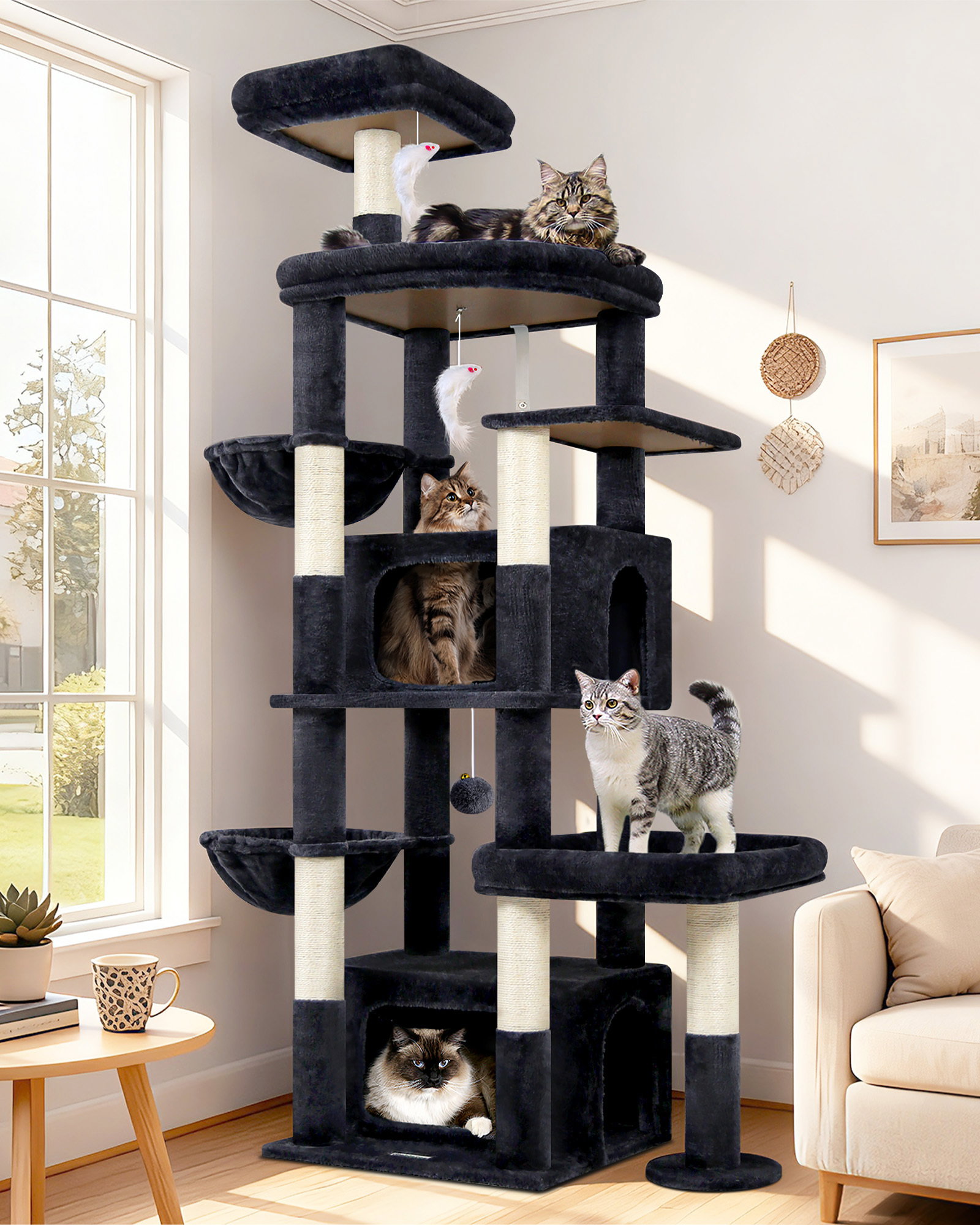 S75 Cat Tree Tower(Dark Grey,75-inch)
