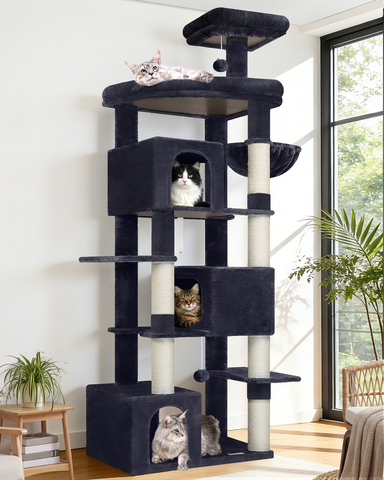 S80 Large Cat Tree Tower(Dark Grey,80-inch)