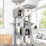 F74D Cat Tree Tower(Light Grey,74-inch)