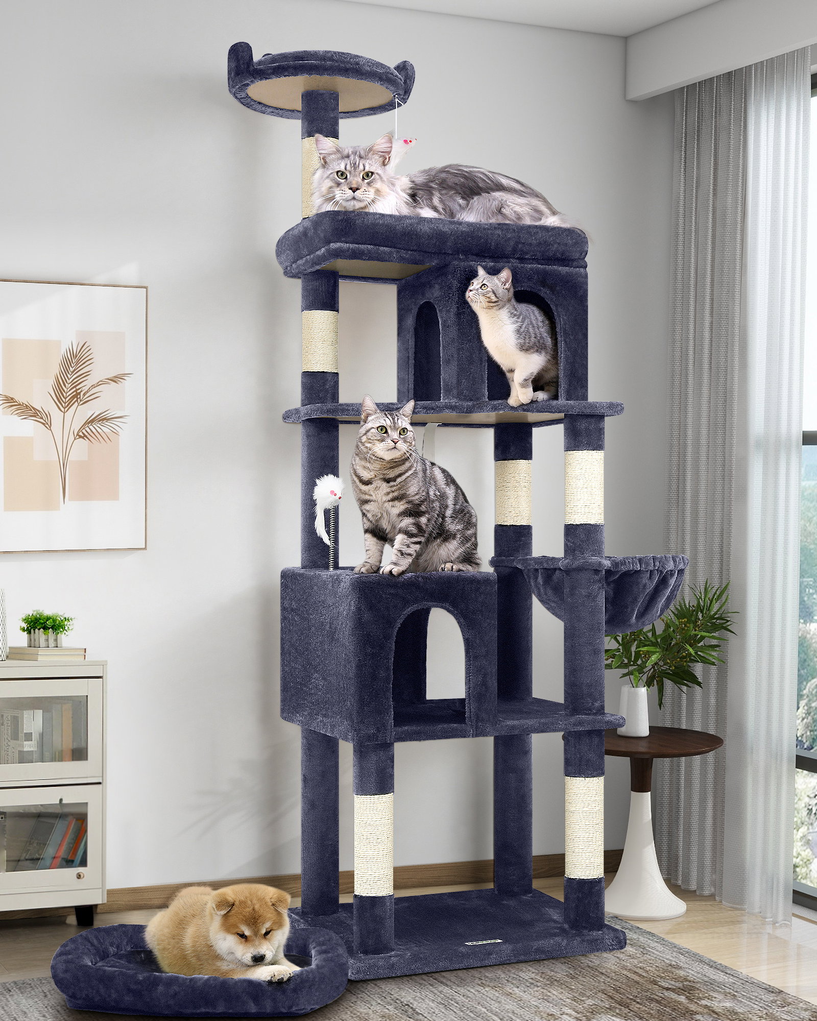S72 Heavy Duty Cat Tree(Dark Gray,72-inch)