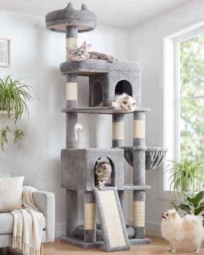 S72 Heavy Duty Cat Tree(Light Gray,72-inch)