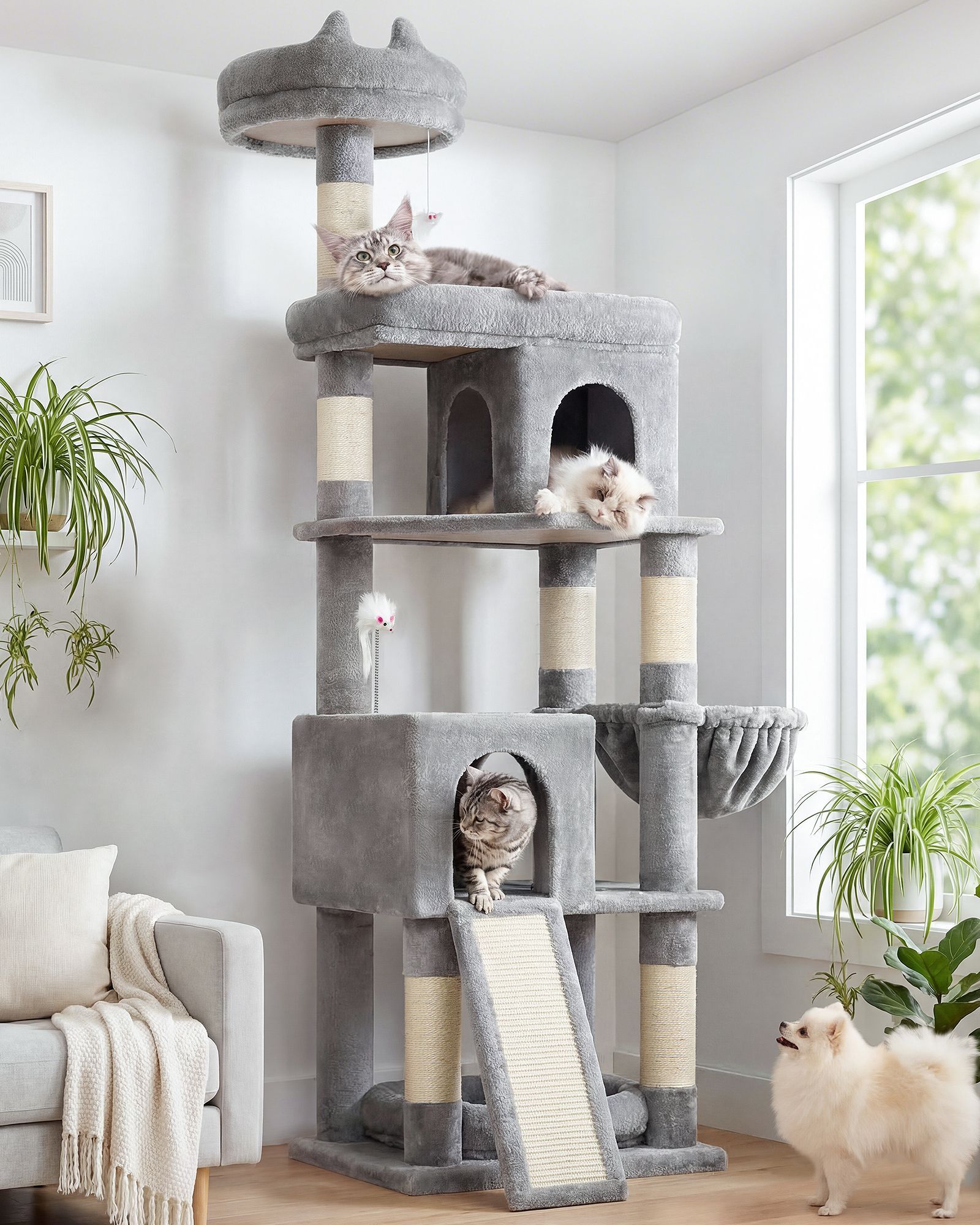 S72 Heavy Duty Cat Tree(Light Gray,72-inch)
