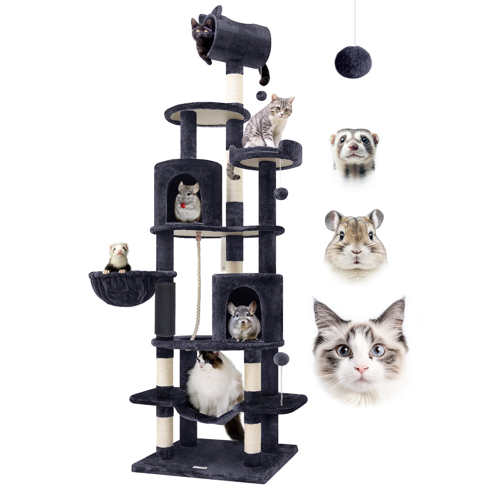 C85 Tall Cat Tower(Dark Grey,85-inch)