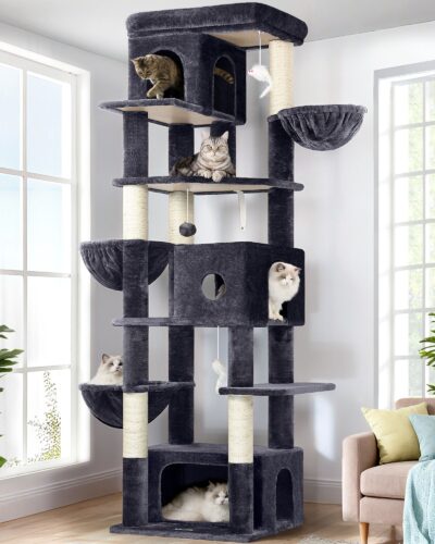 F80F Cat Tree For Large Cats(Dark Grey,80-inch)