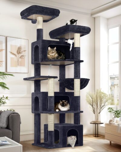 S77 Heavy Duty Cat Tree(Dark Grey,77-inch)