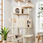 F76 Cat Tree For Indoor Cats Large Adult(Beige,76-inch)