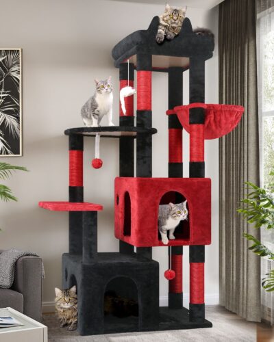 F61 Heavy Duty Cat Tree(Gothic Red Black,61-inch)