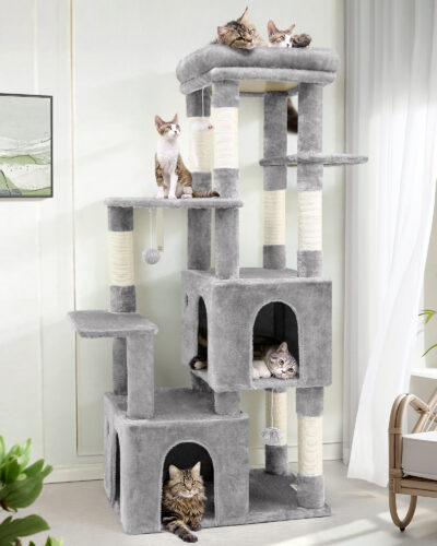 F61 Cat Tower(Light Gray,61-inch)