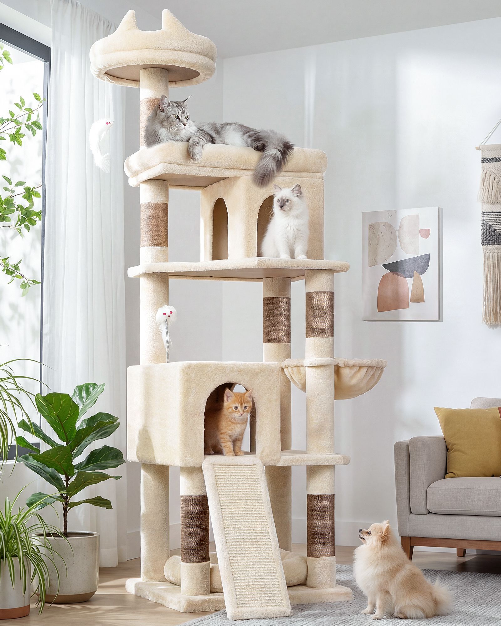 S72 Heavy Duty Cat Tree(Beige,72-inch)