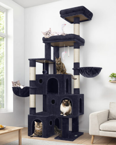 F71C Cat Tower With Scratching Post(Dark Grey,71-inch)