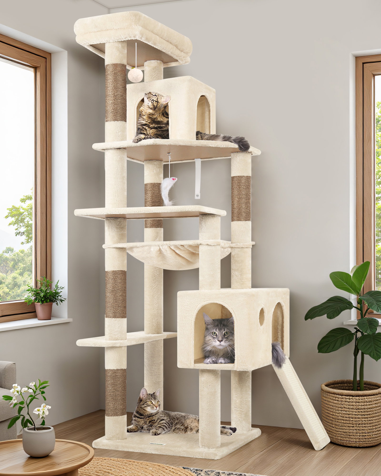 F70 Pro Cat Tree Tower(Beige,70-inch)