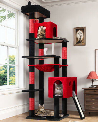 F70 Pro Cat Tree(Gothic Red Black,70-inch)