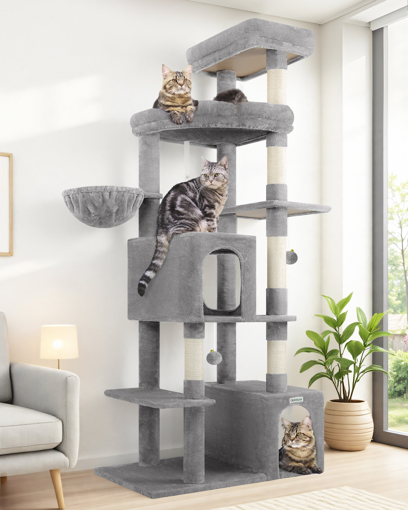 F70E Cat Tower(Light Grey,70-inch)