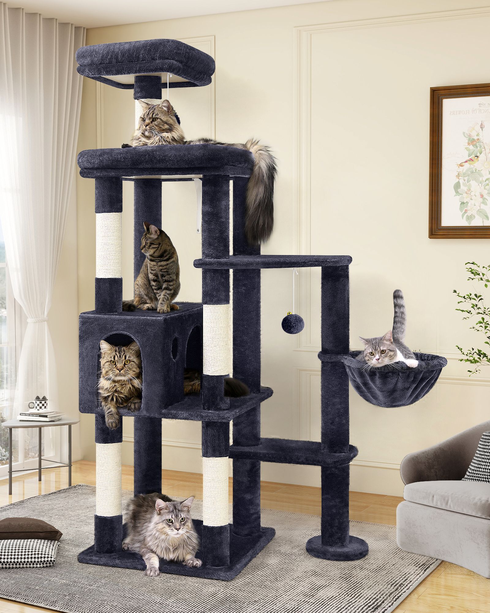 F65 Tall Cat Tower(Dark Grey,65-inch)