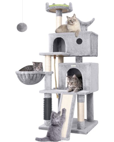S57 Adult Cat Tree(Light Gray,57-inch)
