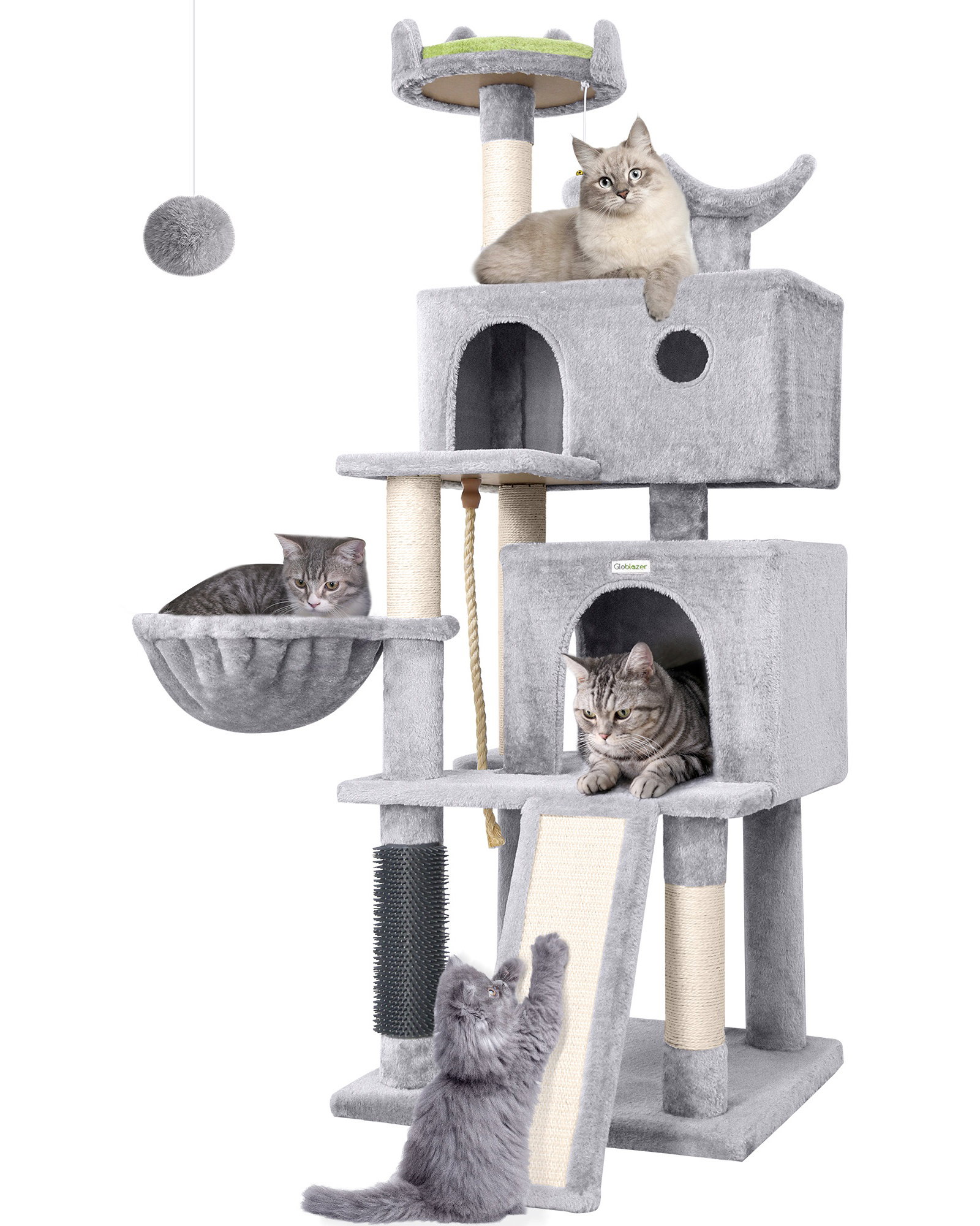 S57 Adult Cat Tree(Light Gray,57-inch)