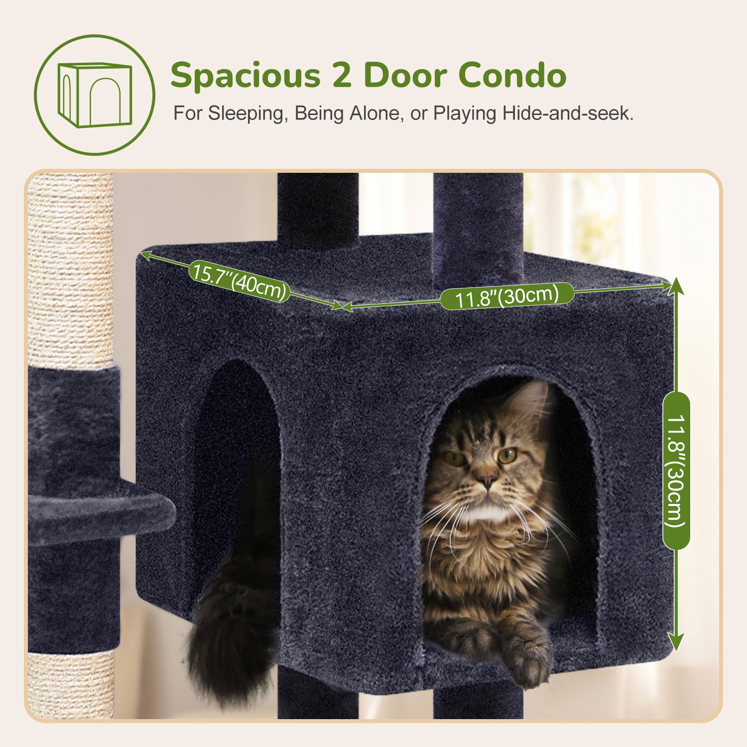 F64 Cat Tree With Scratching Post(Dark Grey,64-inch)