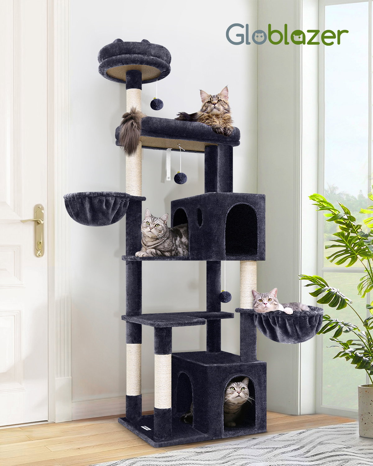 F73 Tall Cat Tower(Dark Grey,73-inch)