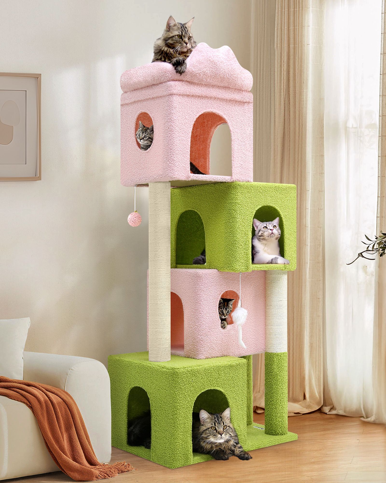 FC61 Cat Condos(Pink Green,61-inch)