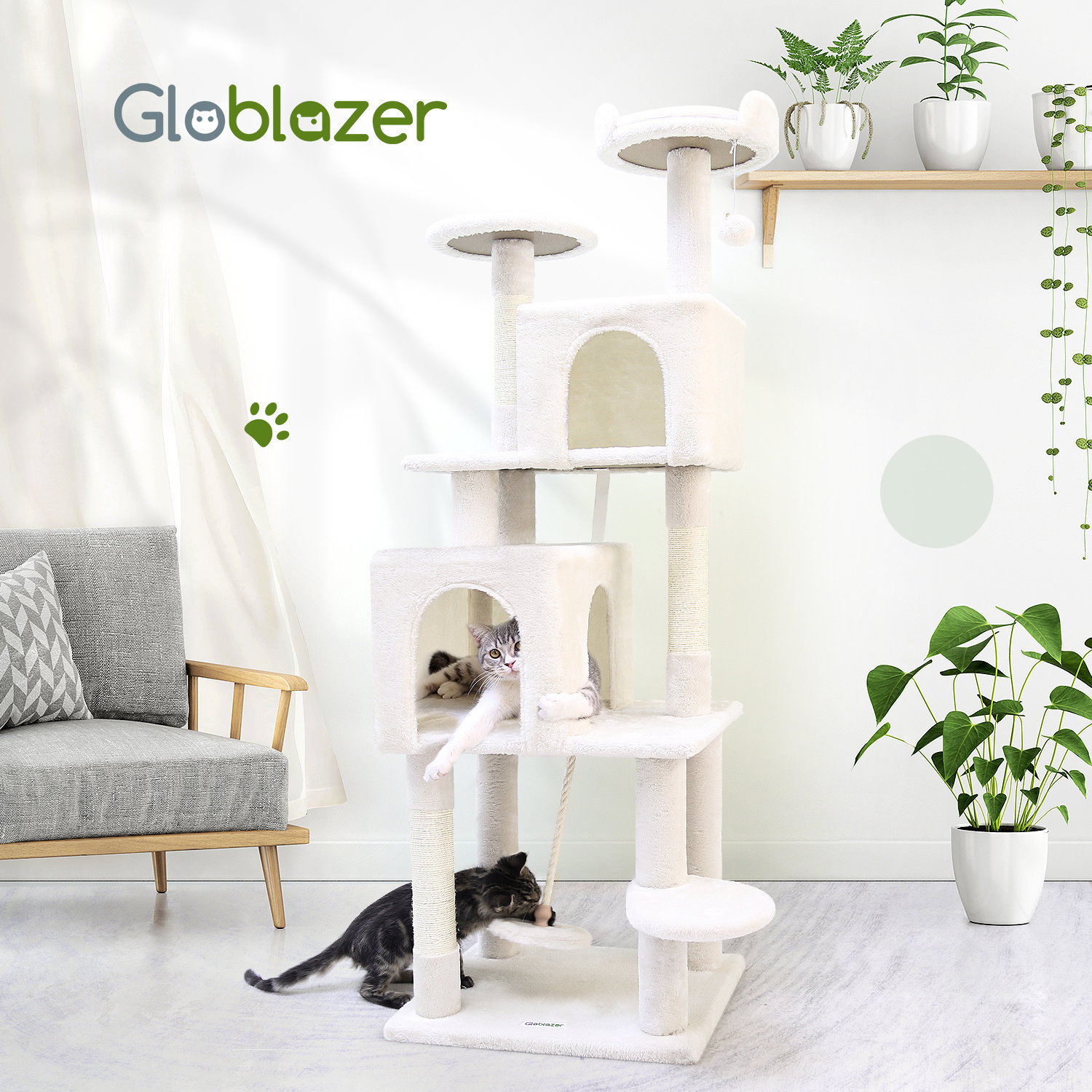 F62 Cat Tower(Beige,62-inch)