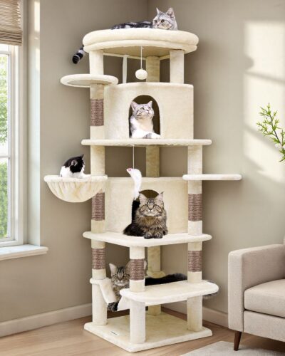 C66 Large Cat Tower(Beige,66-inch)