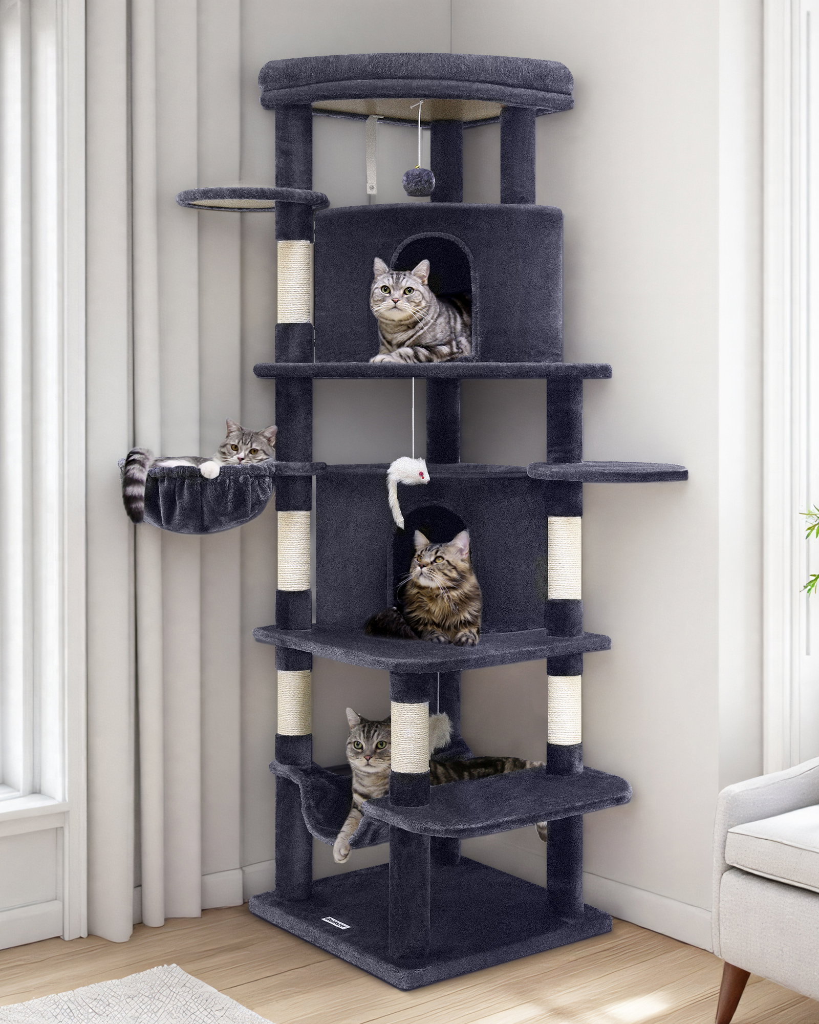 C66 Large Cat Tower(Dark Gray,66-inch)