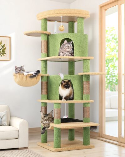 C66 Corner Cat Tree(Cactus Green,66-inch)