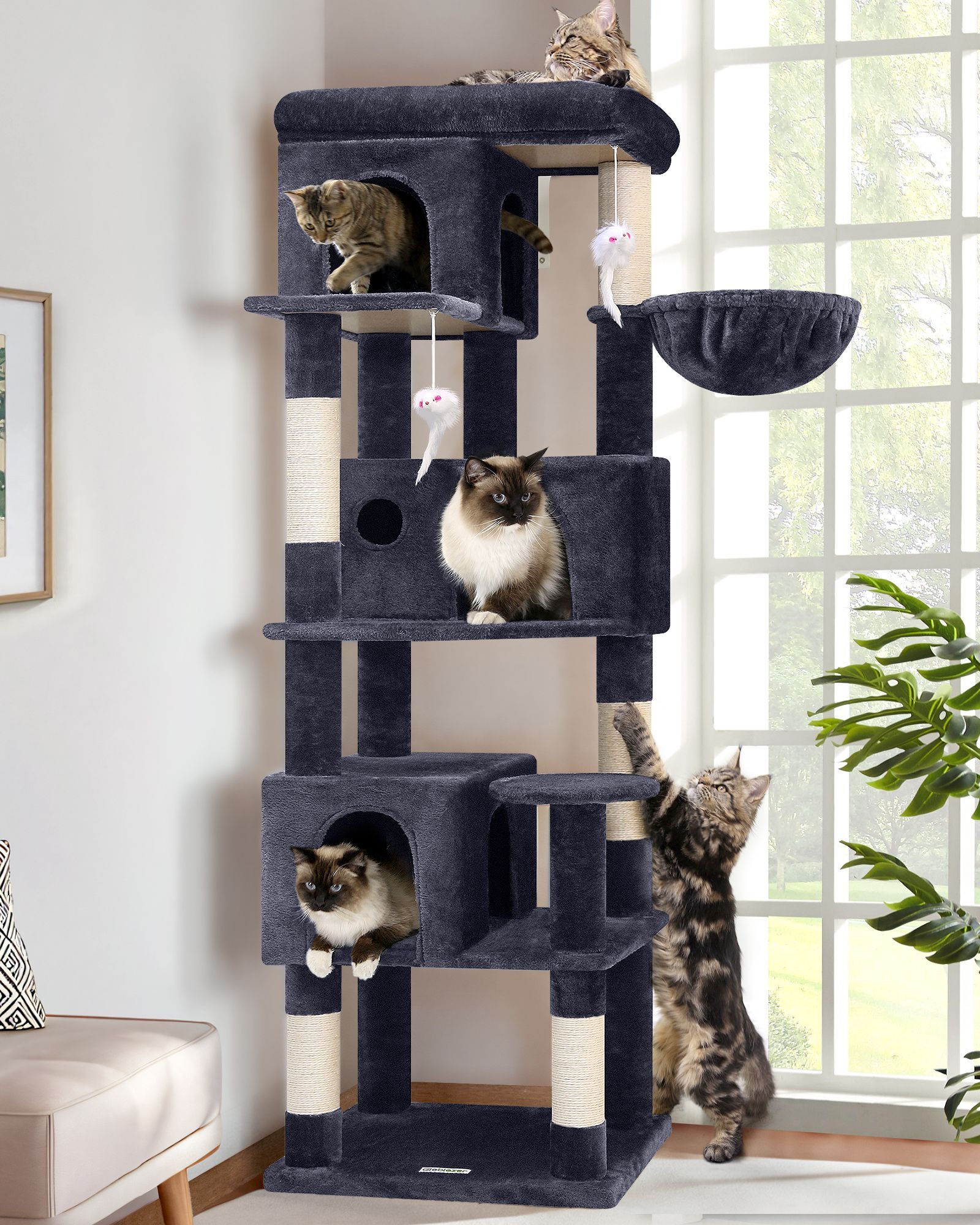 F66 Cat Tower(Dark Grey,66-inch)