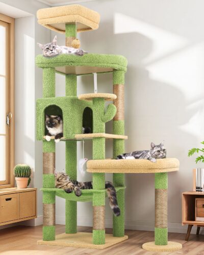 S65 Heavy Duty Cat Tree(Cactus Green,65-inch)