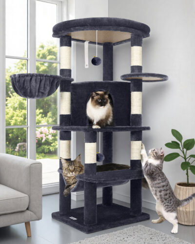 C51 Corner Cat Tree(Dark Grey,51-inch)