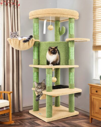 C51 Cactus Cat Tree(Green,51inch)